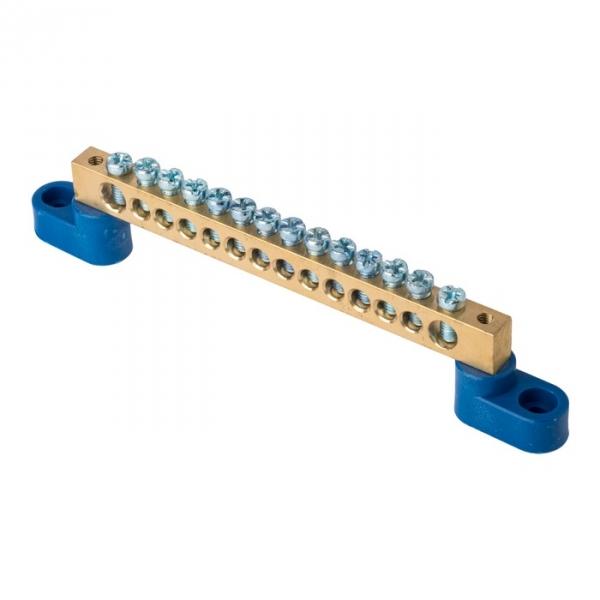 Шина нулевая 8х12мм (14/2) на двух угловых изоляторах 125 Ампер латунь EKF