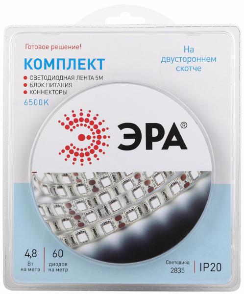 ЭРА Лента  IP20  12V    4.8Вт/м 6500К 2835kit-4,8-60-12-IP20-6500-5m