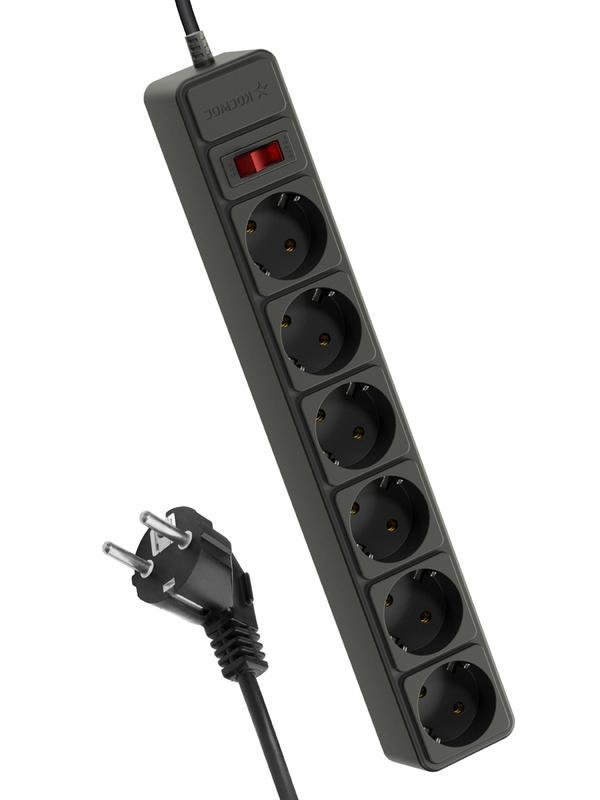 Удлинитель с сетевым фильтром 6х3м с заземл. 16А IP20 3.5кВт с предохранителем 3х1 индикатор сети черн. КОСМОС FKsm3m-6g(B)16A