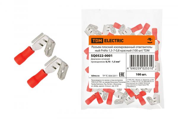 Разъем РПИ-О 1,5-7-0,8 плоский красный (100 шт) TDM