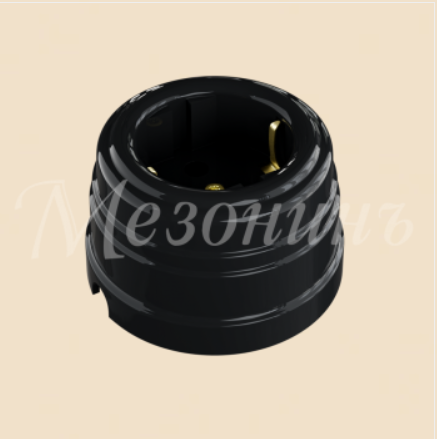 МезонинЪ Усадьба Пластик Черный Розетка 2-пол. с заземляющими контактами  GE30301-05